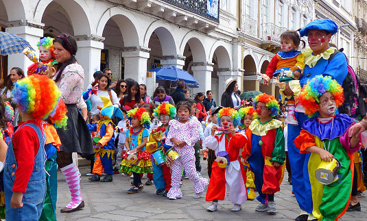 Children 4 6 years old as clowns at the parade picture id113348086